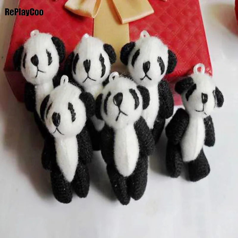 50pcs/lot Mini pandas Stuffed Plush Toys 4.5cm Small panda Stuffed Toys  Pendant Kids Birthday Gift Party Decor