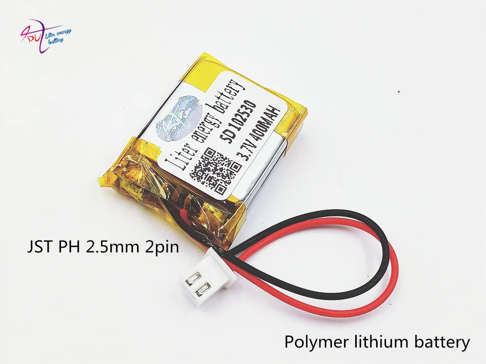 XHR-2P 2.54  400mAh 3.7V lithium polymer battery 502530*2 speaker navigator learning machine 102530