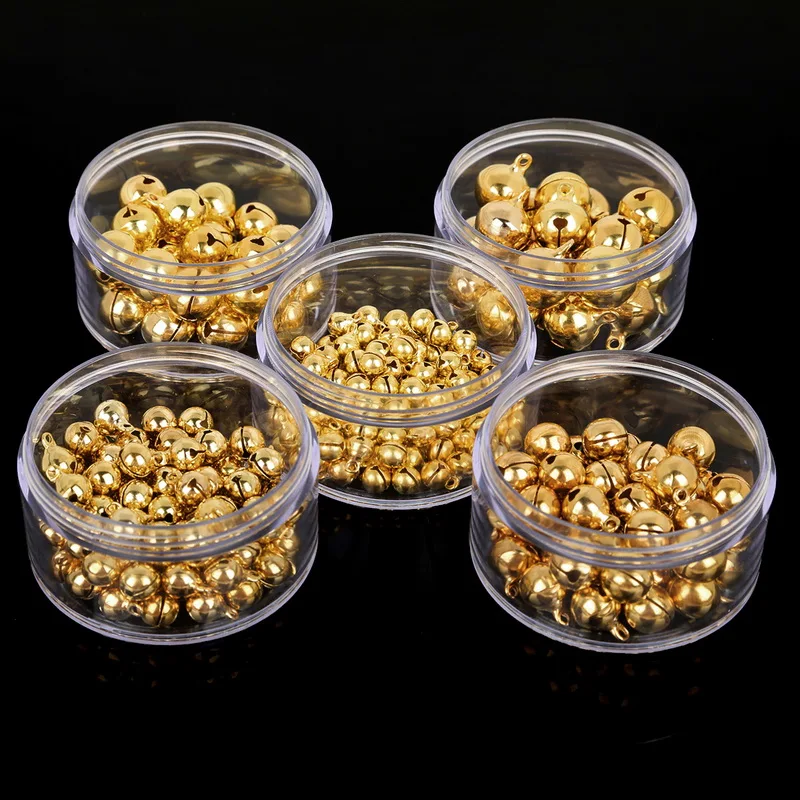 20-100 Stücke 6mm/8mm/10mm/12mm/14mm Gold Kupfer Lose Perlen kleine Jingle Bells Frohe Weihnachten Weihnachten Baum Dekoration Ornament Hause – Detail 8