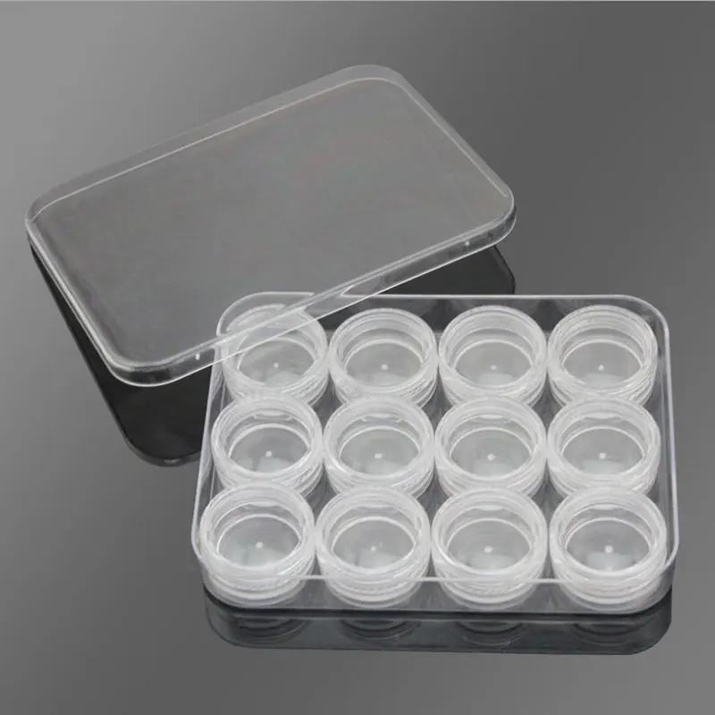 2g 12pcs in 1set Small Cream Jar Cosmetic Container Display Case Colors Eye Shadow Containers Box Set Empty Coastal Scents