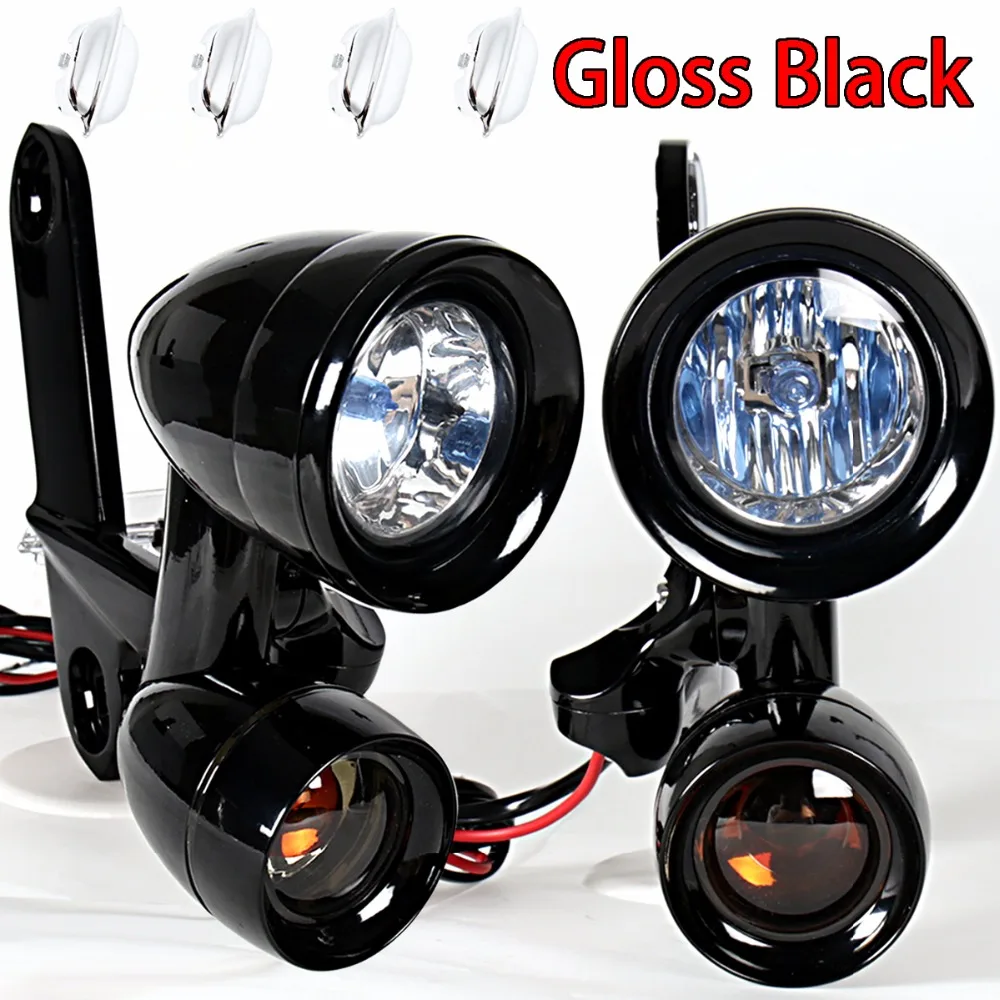 Gloss Black Fairing Mounted Driving Lights Turn Signals For Harley Electra Street Glide FLH/T FLHX FLHR 1996-2013