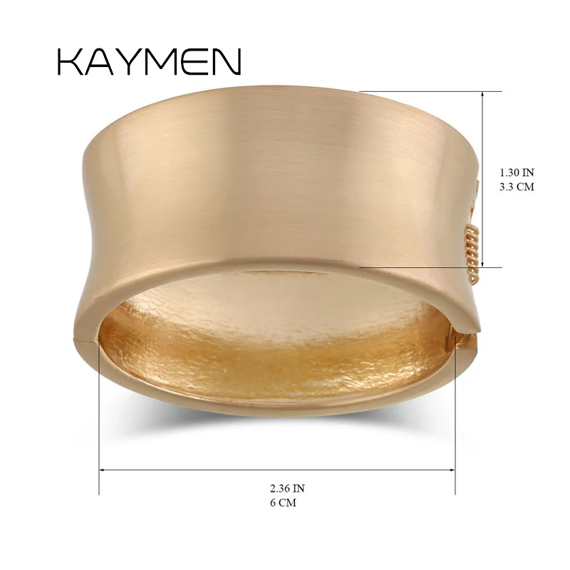 KAYMEN Round Metal Brushed Golden Fashion Bangle for Women Girls Simple Style Statement Bangle Jewelry Gifts Wholesale In Stock