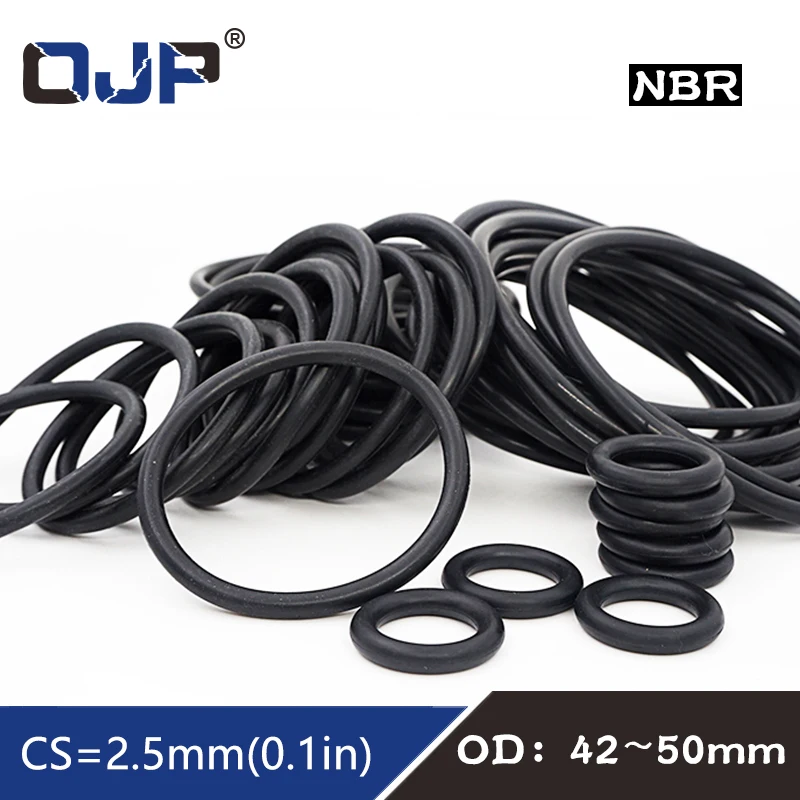 

20PC/lot Rubber Ring NBR Sealing O Ring OD42/44/45/48/50*2.5mm O-Ring Seal Nitrile Rubber Gaskets Oil resistance Ring Washer