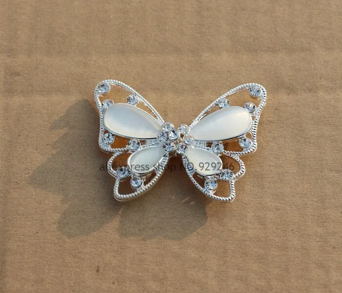 cute butterfly opal rhinestone hasp for sweaters silver garment combined buckle for fur coat ornaments clothes dress accessory