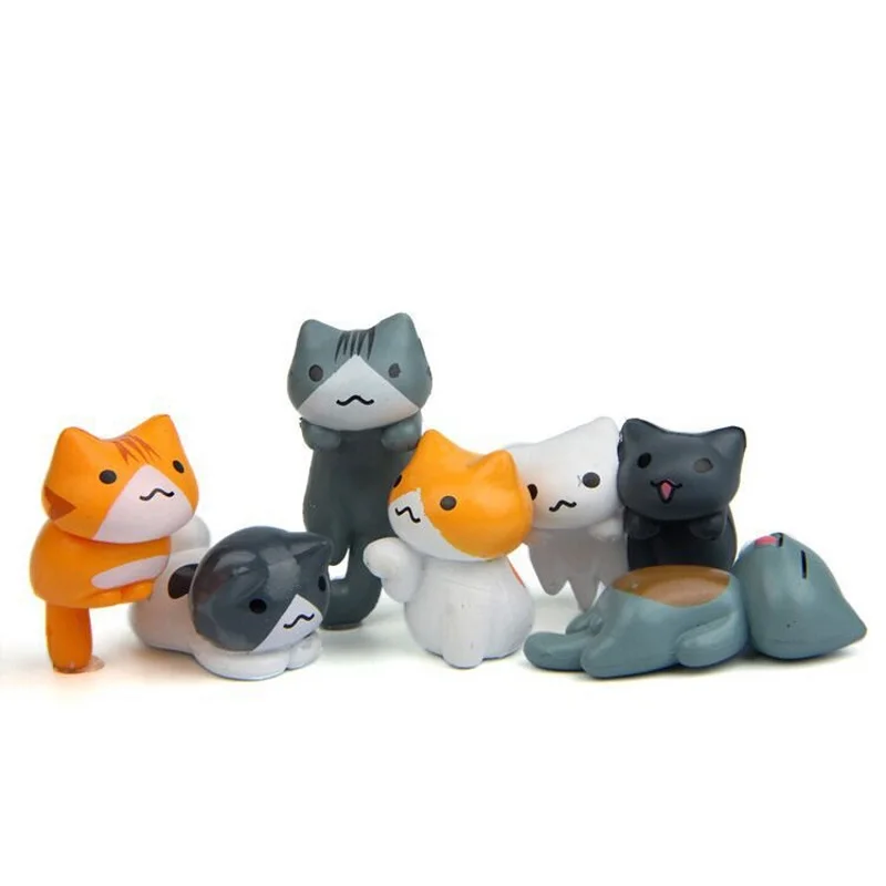 6pcs/set Plastic Cat Figures Micro Landscape Garden Decorations Miniature Craft Home Decor Free Shipping W9328