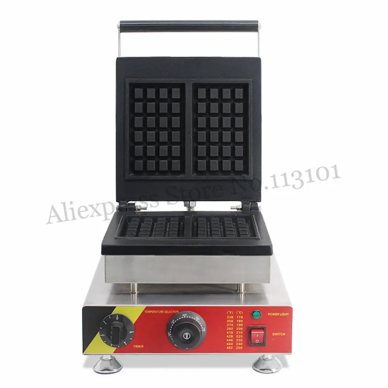 Commercial Rectangle Waffle Baker Machine Nonstick 2 Molds 1500W for Western Restaurant Bakery