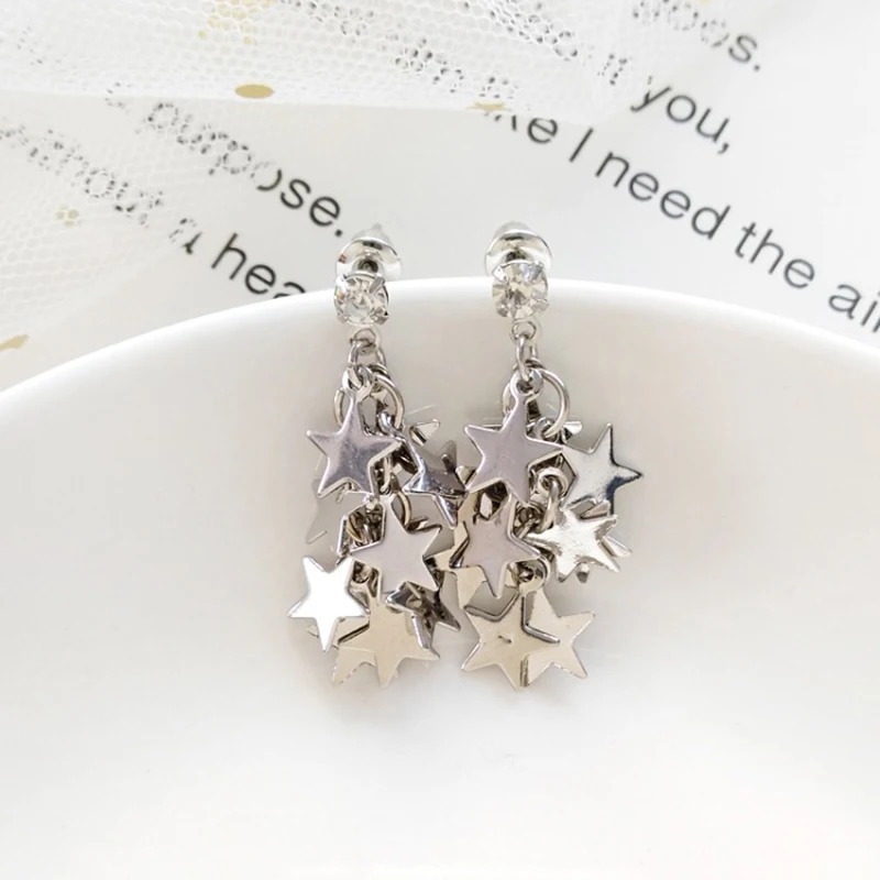 Fashion Gold Silver String Star Clip On Earrings for Without Piercing Women Girl Ear Clips Jewelry Gift