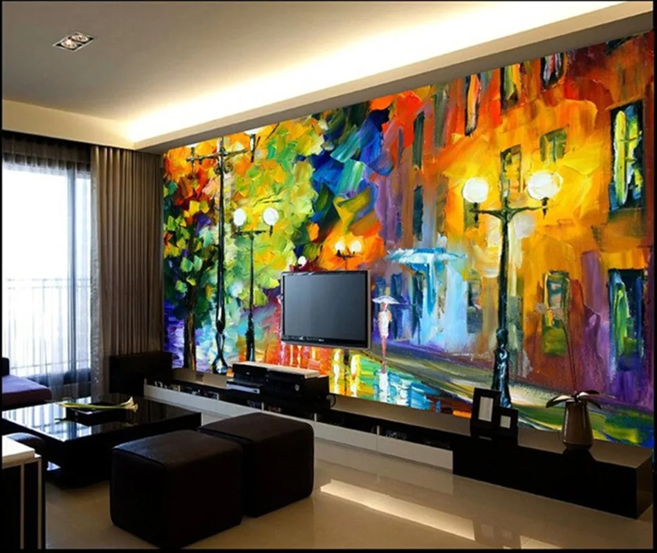 

Custom 3D large mural,Cool color street painting murals living room backdrop,KTV Hotel wallpaper papel de parede