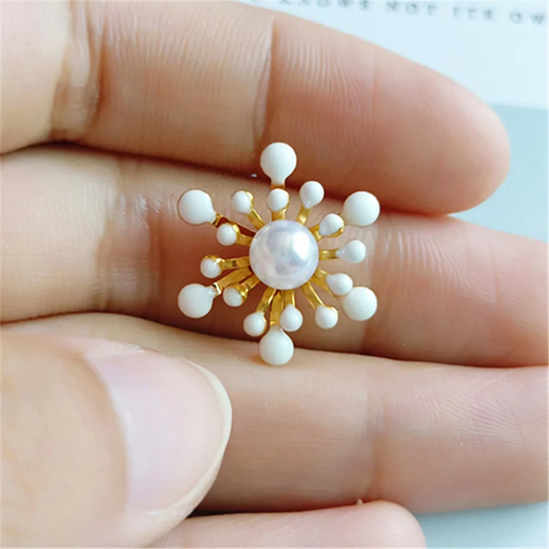 10 pcs/lot Alloy Creative Gold Pearls Rhinestone Buttons Ornaments Earrings Choker Hair DIY Jewelry Accessories Handmade