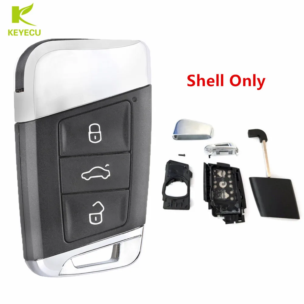 

KEYECU Replacement Remote Key Shell Case Fob 3 Button for Volkswagen Magotan 2017-2018,for Passat 2015-2018