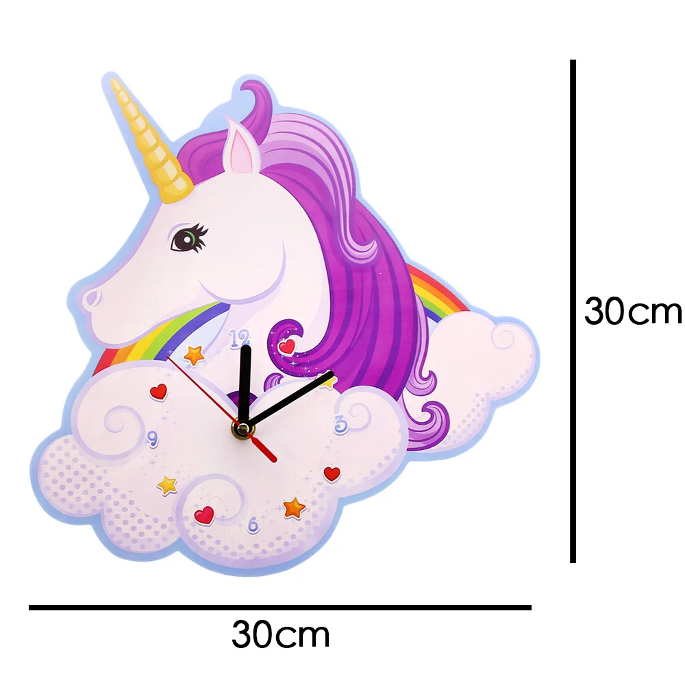 Unicorn Wall Clock Personalised Time Clock Gift For Girls Nursery Unicorn and Rainbow Kids Bedroom Decor Magic Clock