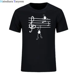 Music Notes Funny Print T-shirt Men Summer Style Cotton Short Sleeve O-Neck T Shirt Funny  Tee Mans Top Clothing