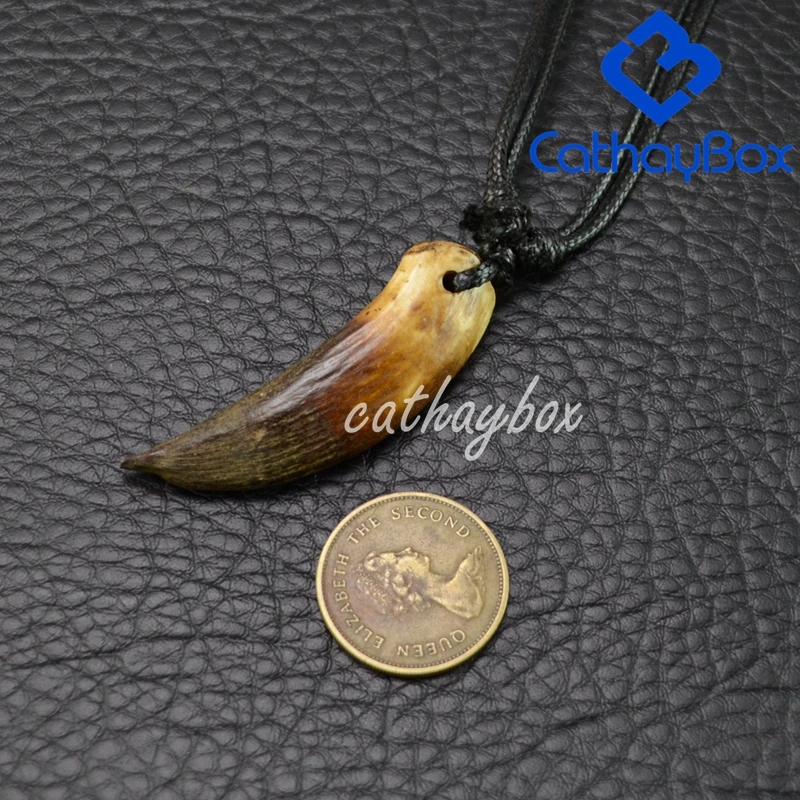 خمر نظرة بني داكن التبت القبلية تصميم الخام تمثال خنزير بري الأسنان حلية قلادة قلادة CB03B006 #5