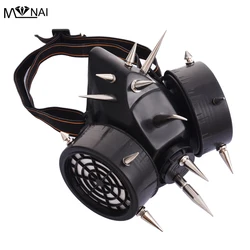 Unisex Steampunk Mask Gothic Punk Rivet Cosplay Face Mask Punk Mask Respirator Halloween Party Masks Accessories