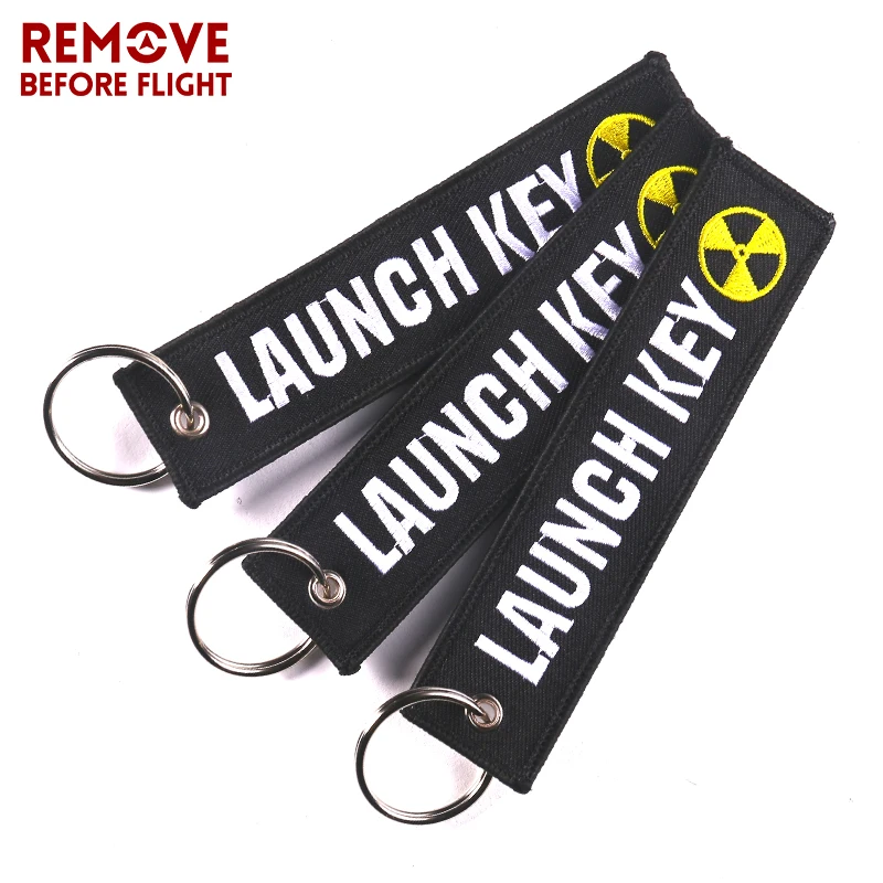 

3 PCS/LOT Nuclear Launch Key Chain Bijoux Keychain for Motorcycles and Cars Scooters Tag Embroidery Key Fobs OEM Keychain Bijoux
