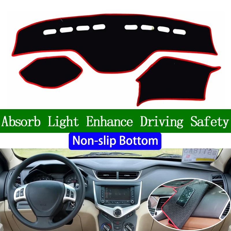 For CHERY fulwin 2 2013 2014 2015 2016 Non-slip Bottom Dashboard Cover Car Decals Car Stickers Interior Car Accessories