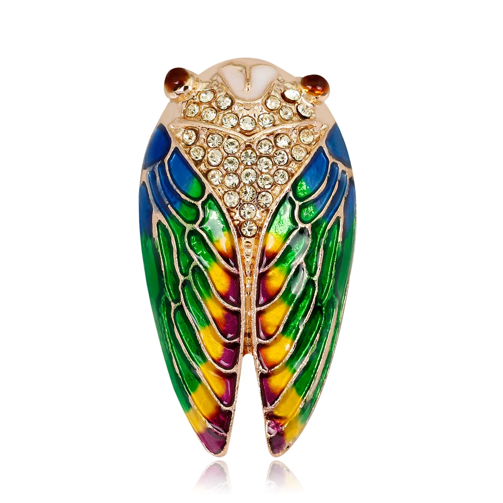 Ajojewel Enamel Colorful Cicada Brooch For Women Girl Fashion Insect Pin Women Suit Pin High Quality Halloween Accessories