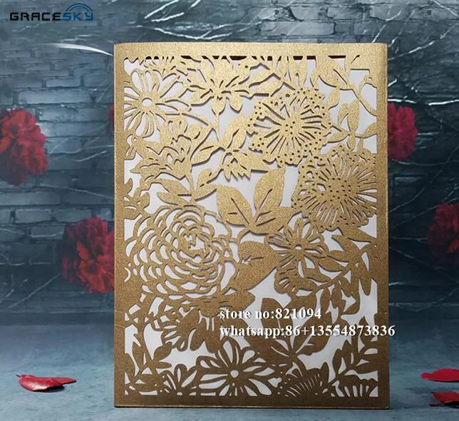 40Pcs/Lot 12*18cm Creative Hollow Laser Cut Business Party Birthday Invitations Cards Decoration Romantic Wedding Supplies