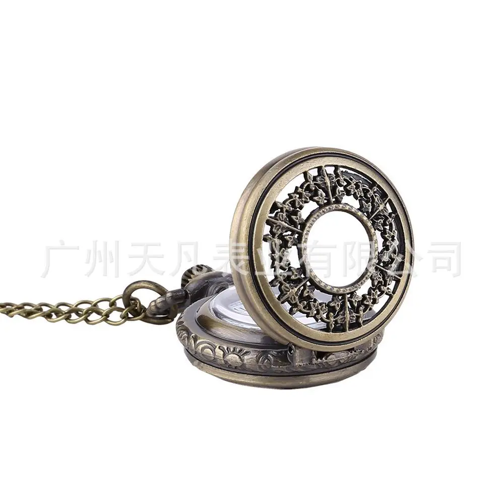 Sell vintage classic small quartz design broken flower watch pocket watch with necklace