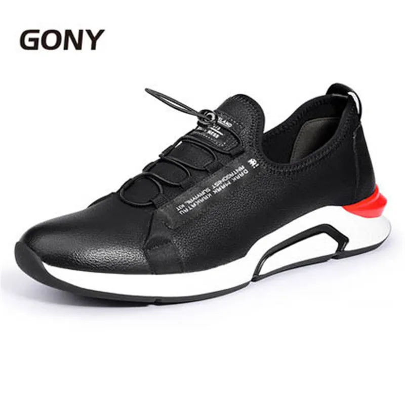 

Brand New Men Genuine Leather Sports Shoes Height Increasing Sneakers With Invisible Elevator Insole