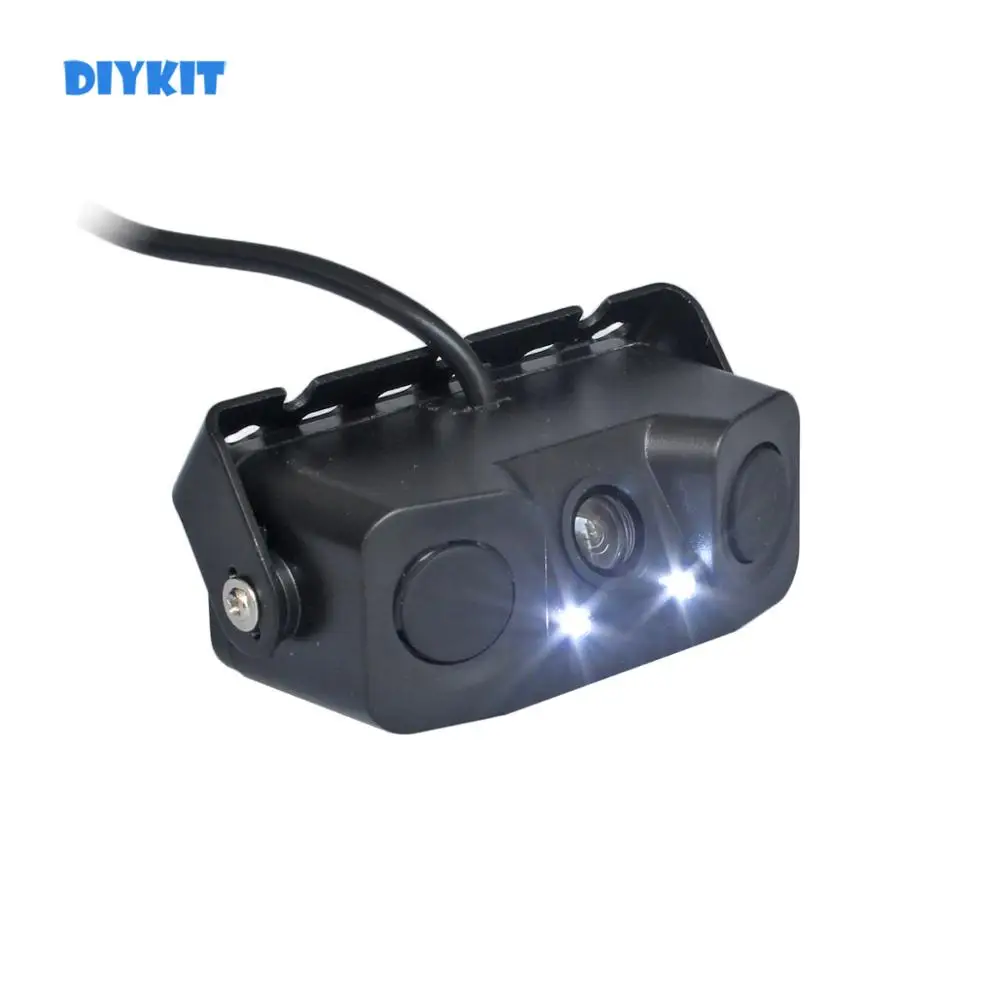 DIYKIT Waterproof Packing Radar Sensor Car Reverse LED Night Vision Rear View Car Camera Wide Angle for Parking Assistance Kit