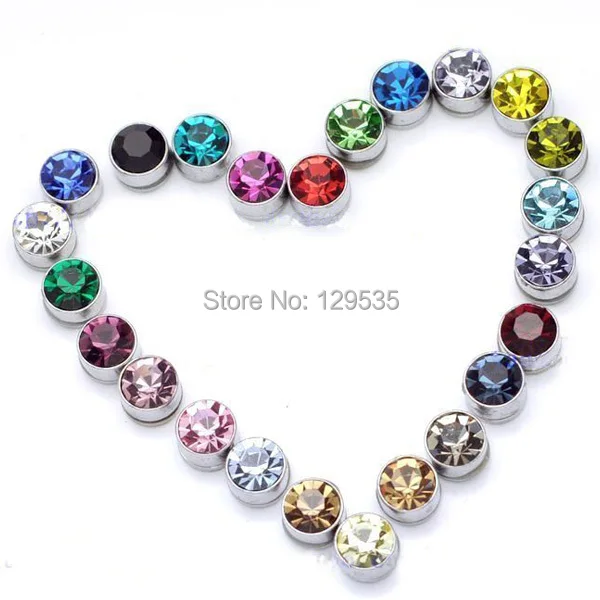 6mm titanium steel No pierced Women Men Magnetic stud earrings Austrian crystal 24 colors