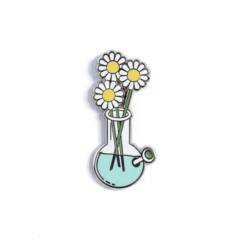 bloom flower vase enamel pin badge brooch metal