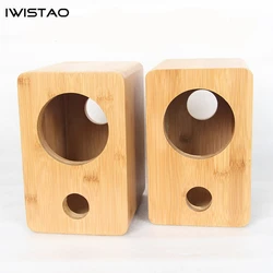 IWISTAO HIFI 4 Inches Full Range Speaker Empty Cabinet Inverted 1 Pair Finished Bamboo Wood for Tube Amplifier