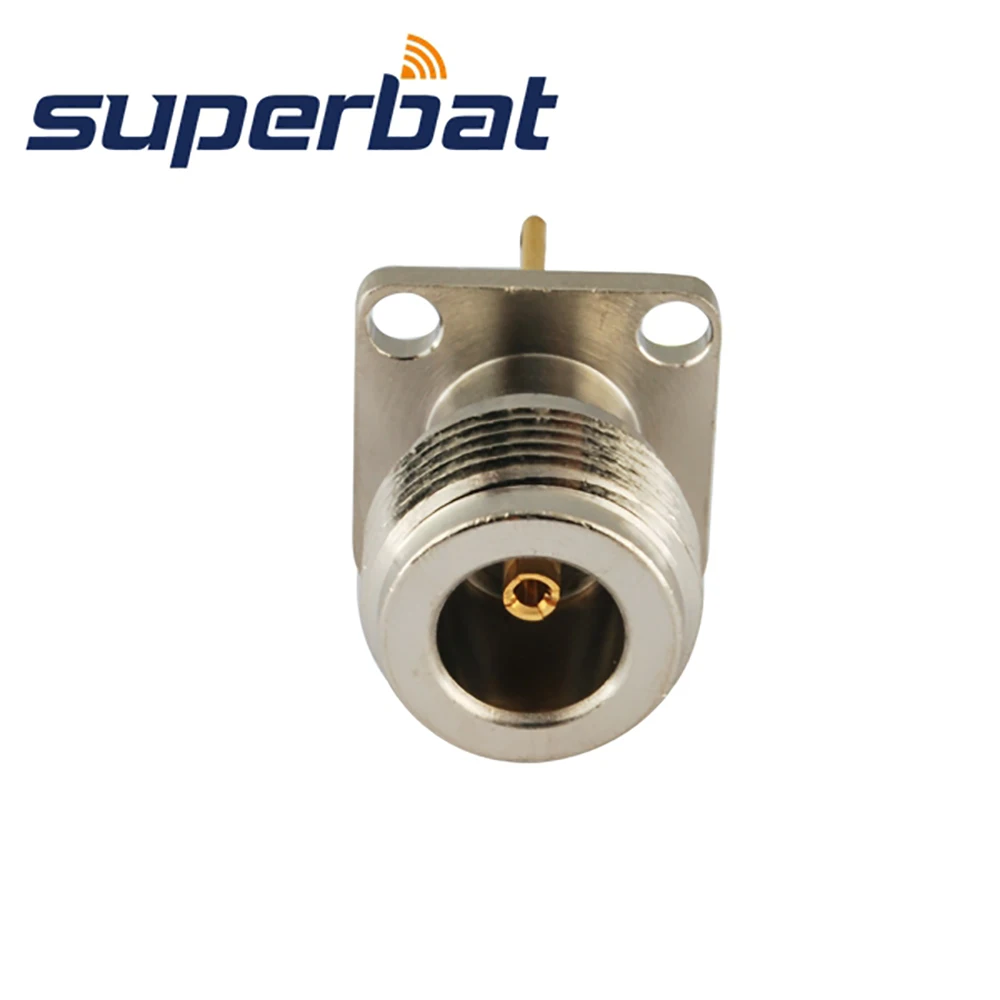 Superbat 10 Uds tipo N 4 orificios montaje en Panel hembra con poste de soldadura 8mm longitud extendida conectores coaxiales RF para componentes electrónicos