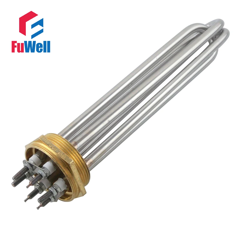 2 Inch Stainless Steel Copper Head Heating Tube 380V 6KW DN50 Electric Heater Pipe Water Boiler Heating Element