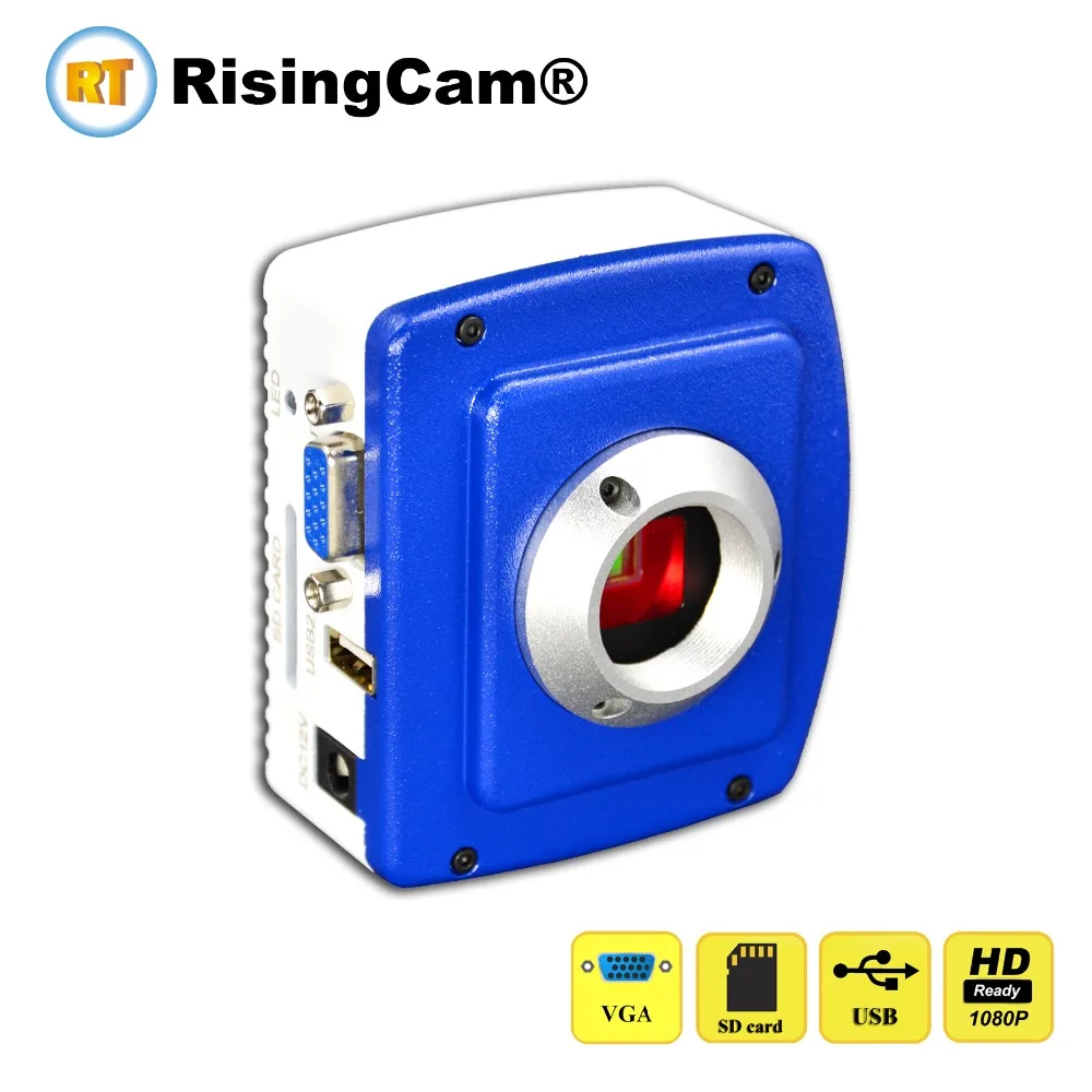 Risingcam-câmera Digital Microscópio Industrial 1080p Alta Taxa de Quadros Saída Usb e Vga com Panasonic Sensor Cmos