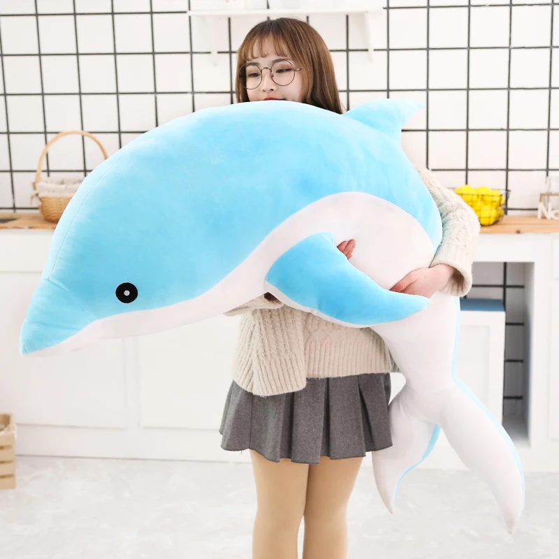 30-160CM Lovely Soft Dolphin Plush Toy Plush Cloth Doll Cotton Animal Nap Pillow Creative Children's Toys Birthday Gift Girl