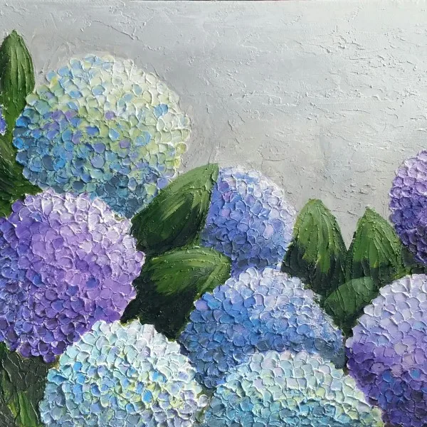 Newest Original Handmade Oil Painting Lifelike Colorful Hydrangea for Home Decor Supporting Any Other Size or Specified Material