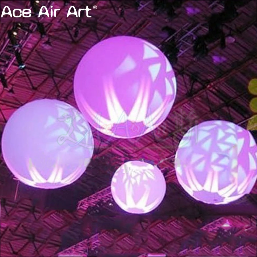 6 PCS Indoor and Outdoor Led Lighting Inflatable Hanging Ball Illuminated Sphere with Changing Color Bubbles for Exhibition