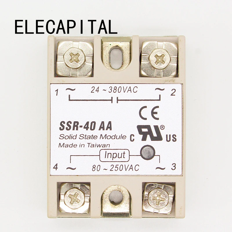 1 pcs SSR-40 AA AC-AC Metal Base Solid State Relay Moudle SSR-40AA 40A Output AC 24-380V Good Quality Wholesale Hot Sale Promot