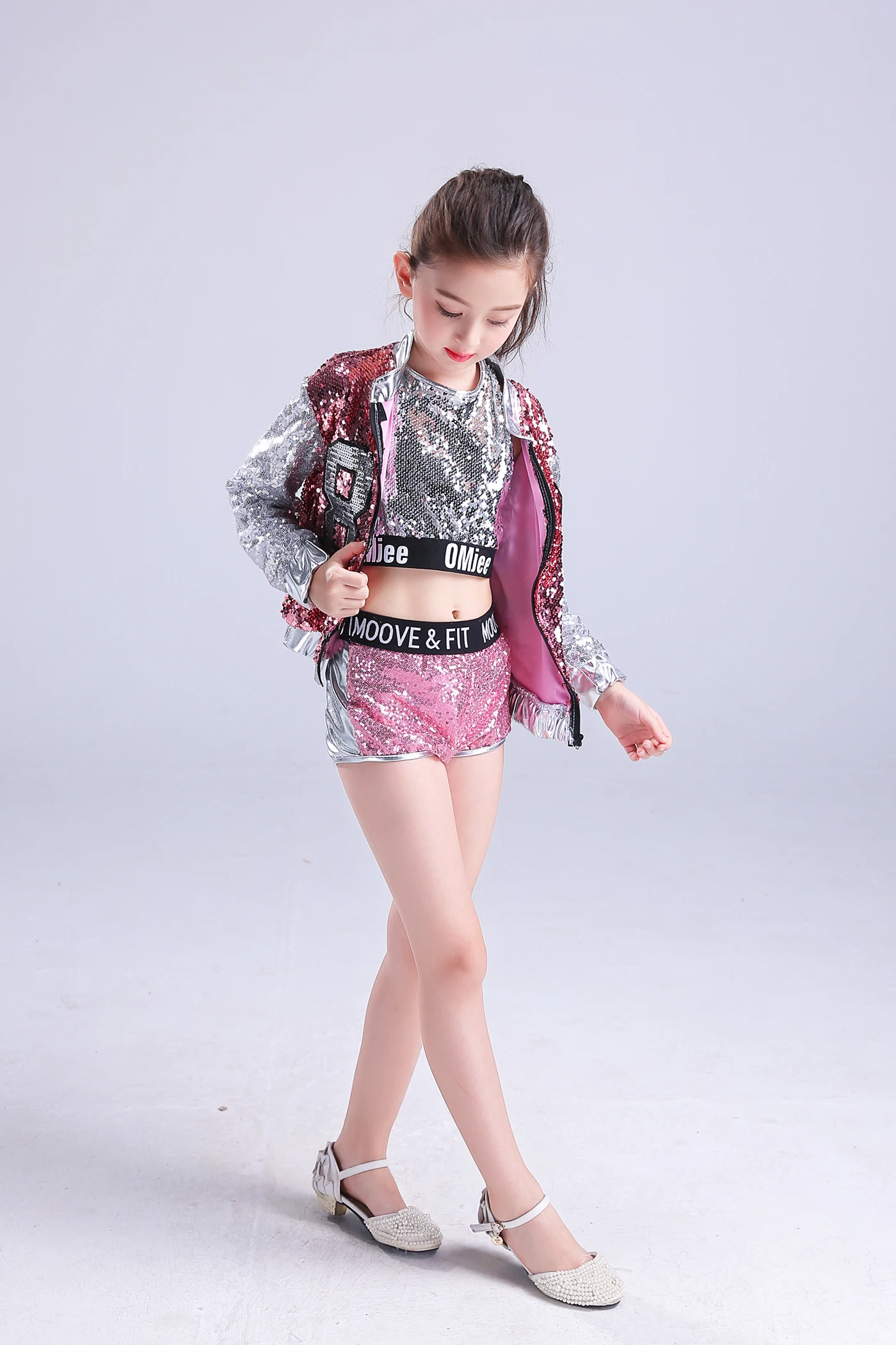 เด็กใหม่นักเต้นแจ๊สHip-Hop DanceการแสดงเกาหลีSequins Modern Dance Partyเครื่องแต่งกาย