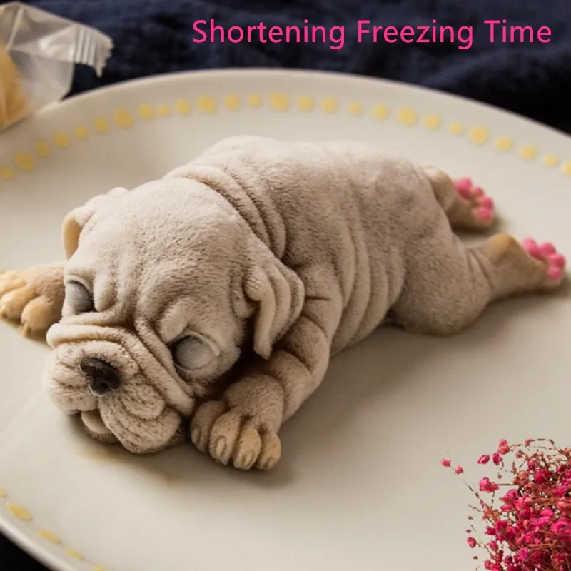 3D Shar Pei Puppy Silicone Mold Mousse Cake Ice Cream Jelly Pudding Animal Molds Soap Gypsum Resin Home Decoration Making Tool