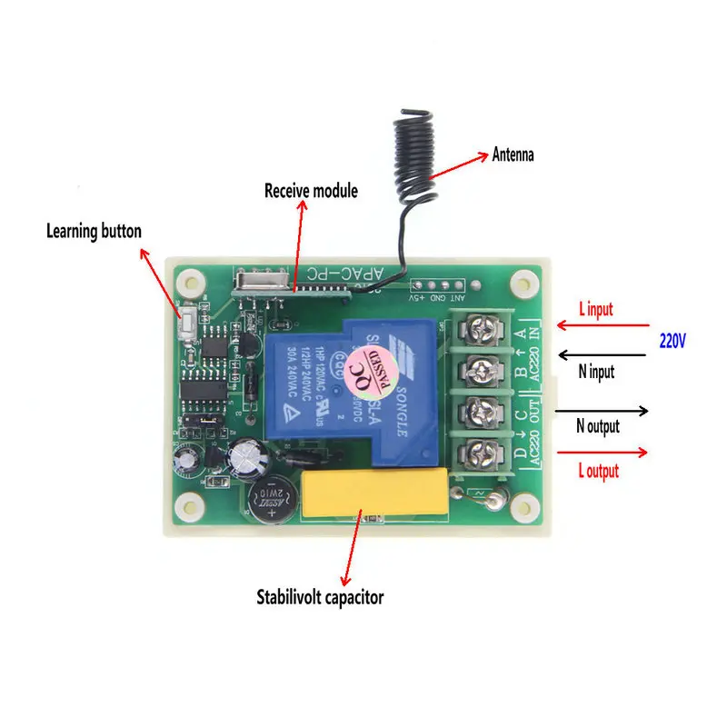 AC 220V 230V 1CH 1 CH 30A Relay Remote Control Switch Receiver Smart Home LED Light Lamp Household Equipment - Image 2