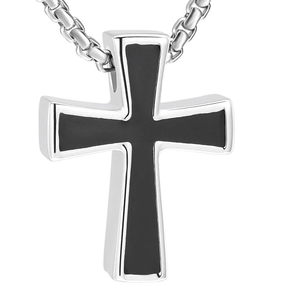 

CL001 Black Enamel Cross Urn Necklace For Women&Men Stainless Steel Cremation Memorial Pendant Jewelry Hold Loved Ones Ashes