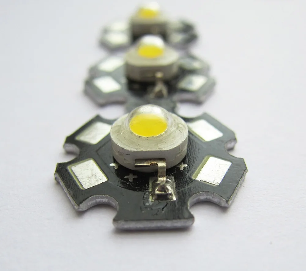 50pcs/lot High Power 1W 3W Cool / Warm White 3500K 6500K 10000K LED Bulb Chip Crystal Diodes Light With 20mm AL Star Base