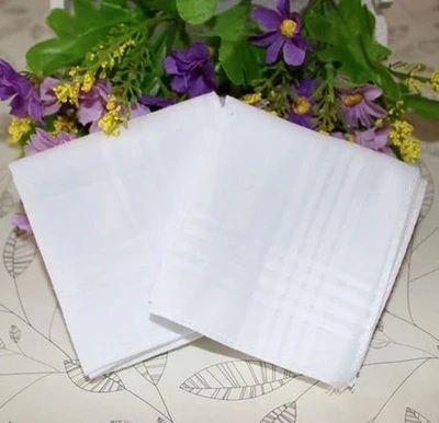 5PCS Pure White Hankerchiefs 100% Cotton Handkerchiefs Women Men 40cm*40cm Pocket Square Wedding Plain DIY Print Draw Hankies