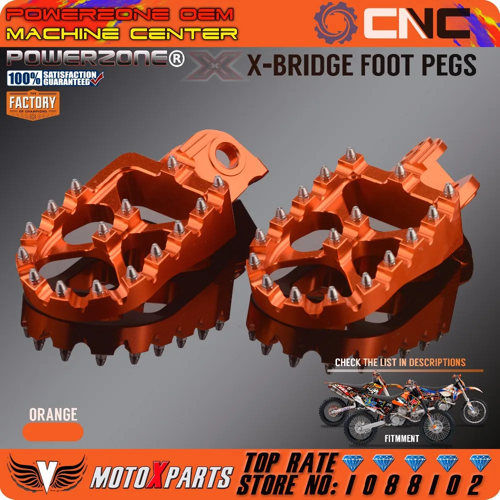 POWERZONE Billet CNC Foot Pegs Pedals Rests  For KTM EXC SX SXF XC XCW EXCF EXCW XCFW MX SIX DAYS 65 85 125 250-530 MX Enduro