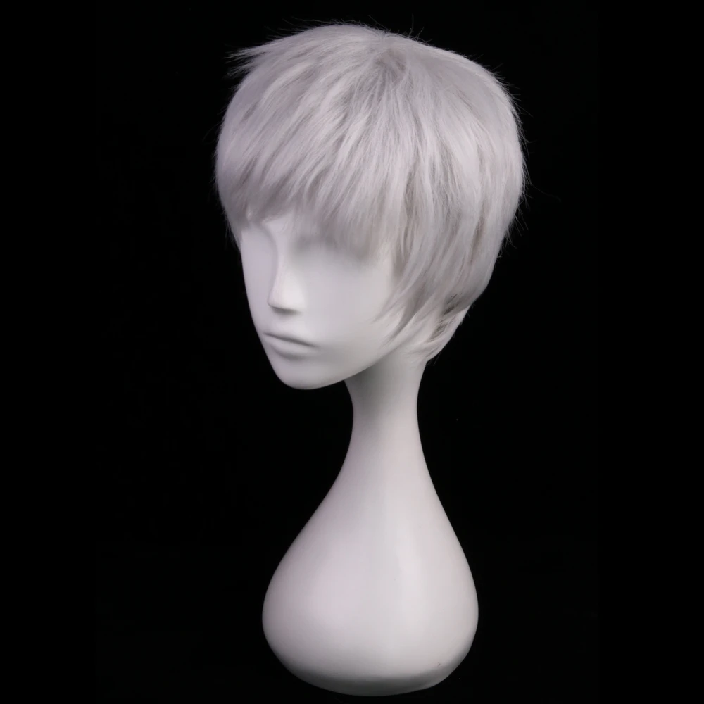 Perruque de Cosplay synthétique lisse et courte pour hommes, nouvelle collection, perruque de déguisement de fête, gris argenté, soldat 76