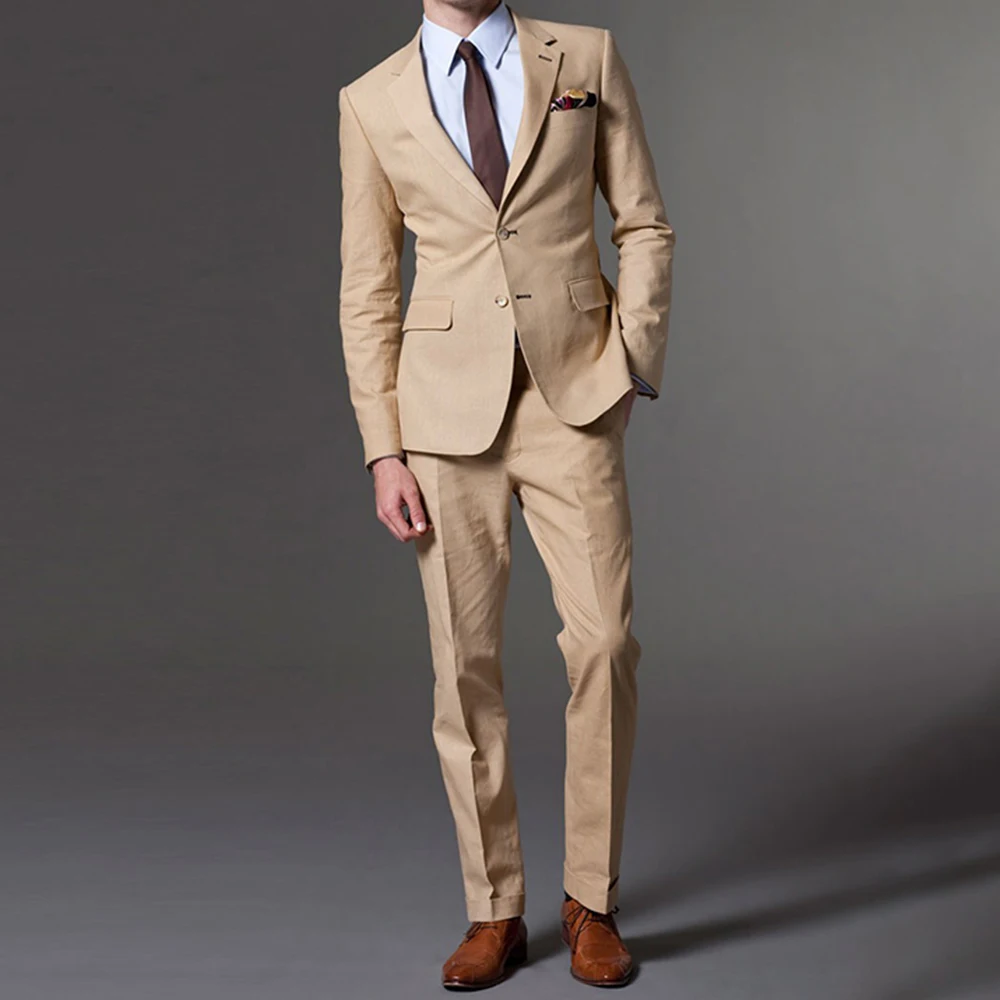 

Custom Made Khaki Men suits,Tailored Made Tan Men Suits, Bespoke Groom Tuxedo