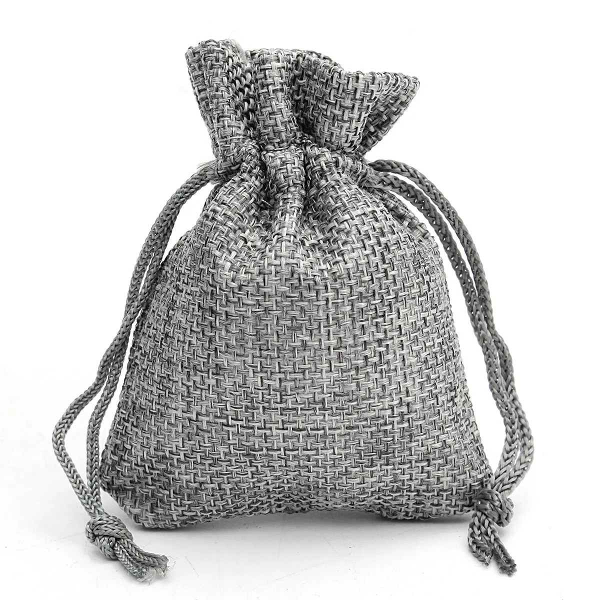 50pcs 7x9cm Grey Burlap Bags Jute Hessian Drawstring Sack Small Wedding Favor Jute Gift Jewelry Packaging Pouch Jewelry Display