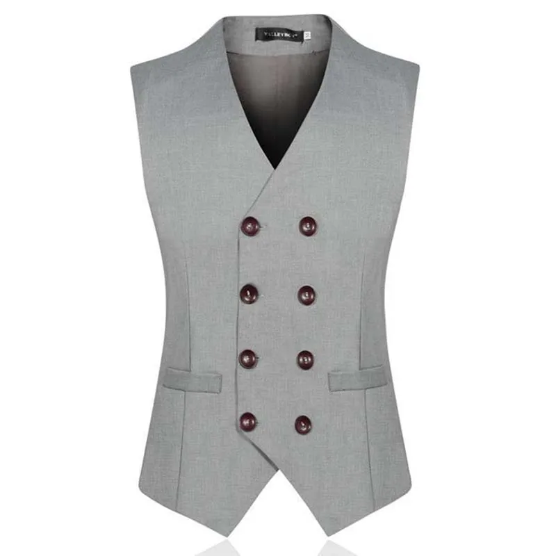 Mens Double Breasted Vest Suit 6XL British Style Classic Dress Vests Mens Waistcoat Colete Wedding Gilet Blazer Designs Black