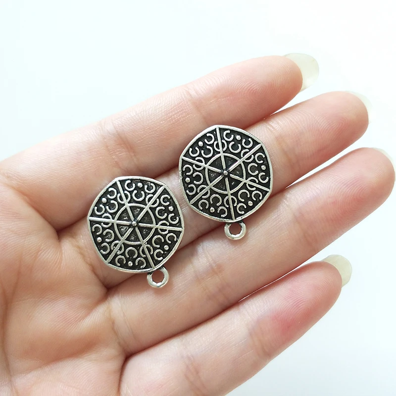 New Fashion 10pcs Retro Plated Gold  Hexagon Zinc Alloy Earring Base Connectors Linkers for DIY Jewelry Accessories PJ213