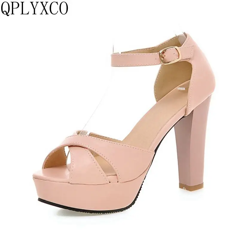 QPLYXCO New Summer Elegant Style women Sandals fashion Size 32-45 platform High Heels (11CM) wedding Party shoes woman M52