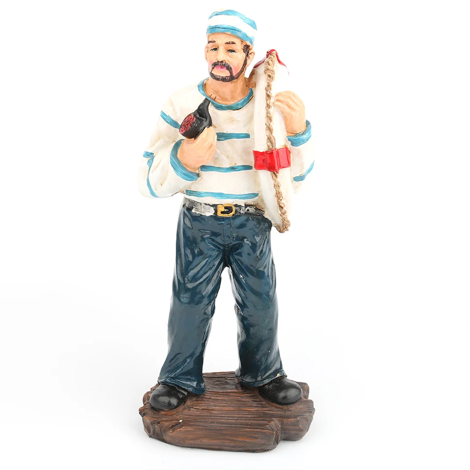 Bitimes Fine Resin Sailor Figurine Captain Fisherman Statue Ornament Marine Crew Navy Figurines Home Decoration