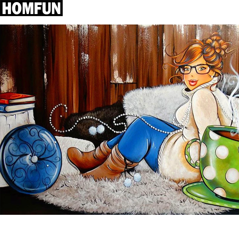 

HOMFUN Full Square/Round Drill 5D DIY Diamond Painting "Fat woman" Embroidery Cross Stitch 3D Home Decor Gift A06072